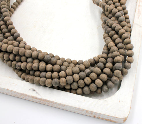 Unwaxed Graywood Beads, 6mm, Round
